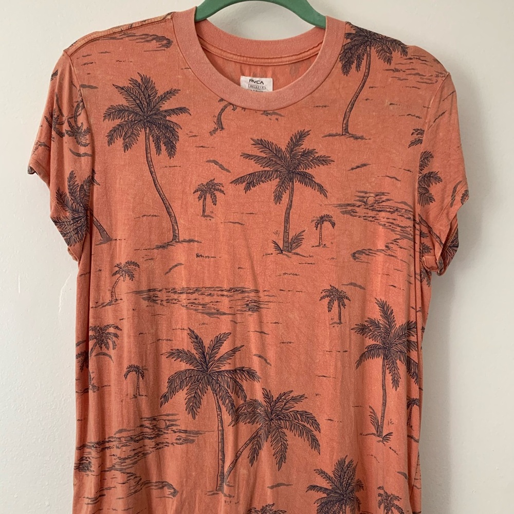 Palm Tree Print RVCA Boxy T-shirt Orange